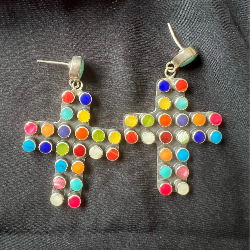 Gorgeous Mexican silver earrings - Picture 2 of 3